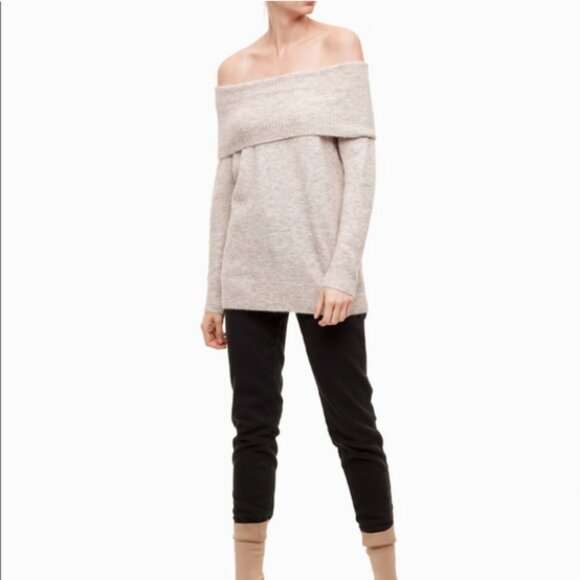 Aritzia Wilfred Free Faretta Sweater Off Shoulder Alpaca Wool Blend Large - Picture 1 of 9